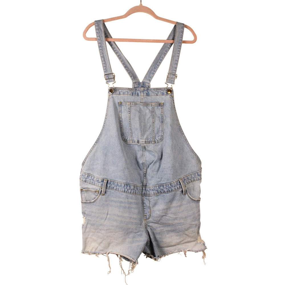 Isabel Maternity Boho Utilitarian Comfort Stretch Blue Shortalls Overalls 16